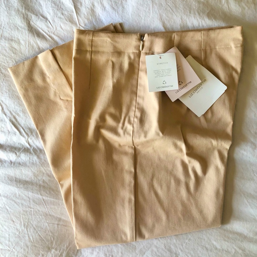 NEW WITH TAGS LIZ CLAIBORNE MICHAELA FLAT FRONT SUMMER STRETCH PANTS PETITE - Picture 1 of 6